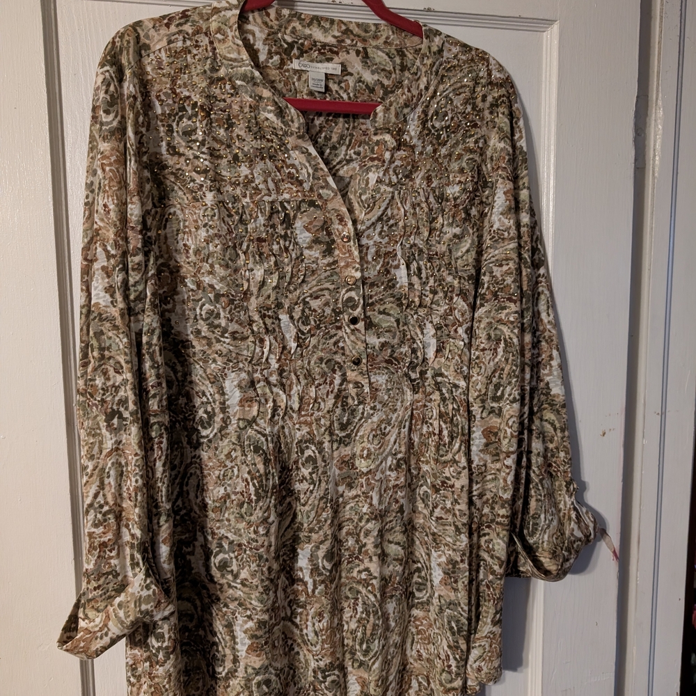 Cato Earthy Paisley Blouse